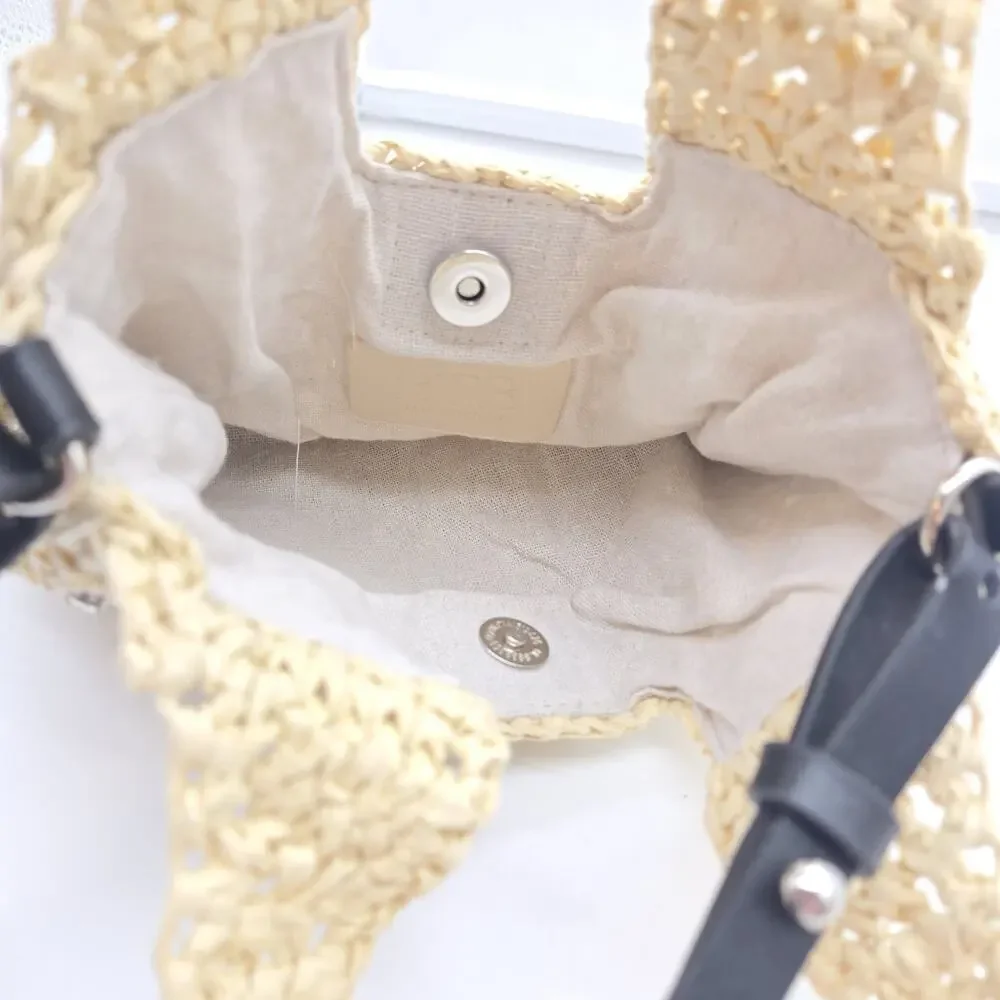 NWT BTB Los Angeles Straw Bag Crystal Embellished Crossbody Boho Shabby Chic Cot - Picture 7 of 10